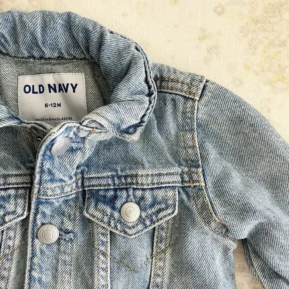 Old Navy Jean Jacket Baby 6-12M Blue Denim Pockets Gender Neutral Unisex - Picture 2 of 5